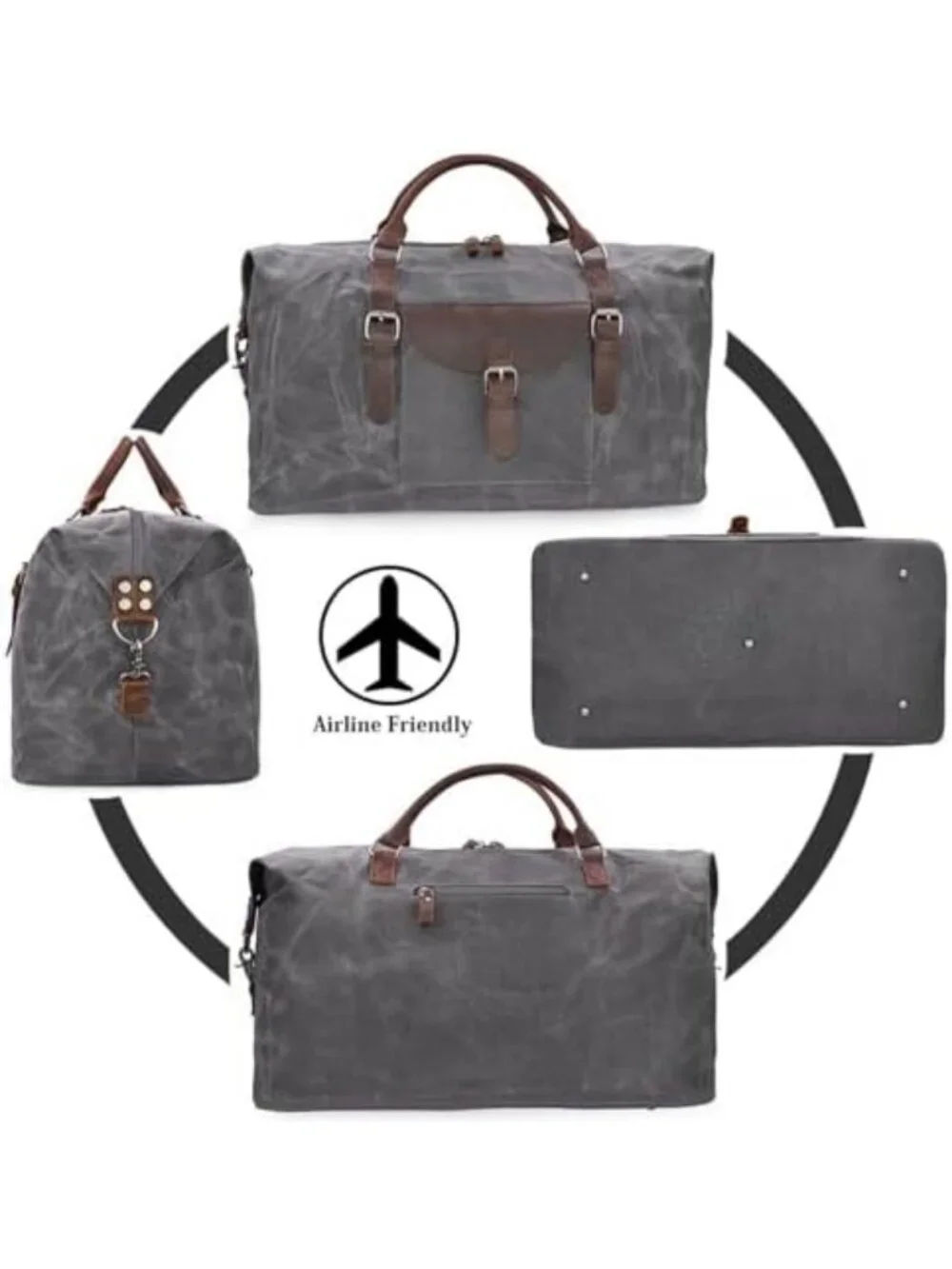 Waterproof Oversized Travel Duffel Bag | Canvas & Leather Weekender Carry-On